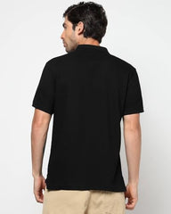 Men's Logo Print Slim Fit Polo Neck T-Shirt, Black, L