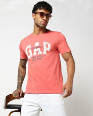 Men's Logo Print Crew Neck Slim T-Shirt