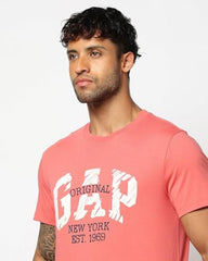 Men's Logo Print Crew Neck Slim T-Shirt