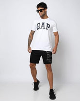 GAP Men Printed Slim Fit Round Neck Half Sleeves T-Shirt,White,XXL