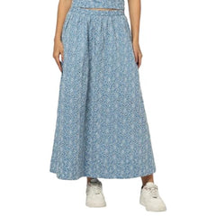Women's Cut-Work High Waist Skirts, Blue, S