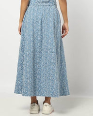 Women's Cut-Work High Waist Skirts, Blue, S
