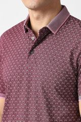 Men Purple Print Polo Neck T-Shirt