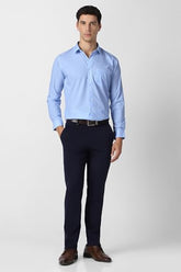 Men Light Blue Textured Full Sleeves Formal Shirt