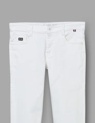 RUFF Solid Cotton Poly Jeans | Full Length | Fixed Waist | Regular Fit | Casual Wear White