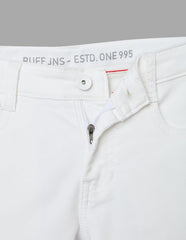 RUFF Solid Cotton Poly Jeans | Full Length | Fixed Waist | Regular Fit | Casual Wear White
