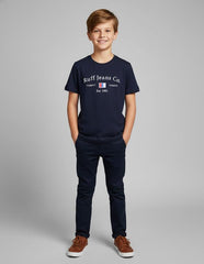 RUFF Printed Cotton T-Shirt | Round Neck | Half Sleeves | Regular Fit | Casual Wear Navy