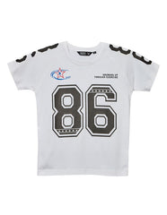 RUFF Printed Cotton T-Shirt | Round Neck | Half Sleeves | Regular Fit | Casual Wear White