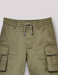 RUFF Solid Cotton Shorts | Knee Length | Round Elastic | Regular Fit | Casual Wear Olive