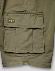 RUFF Solid Cotton Shorts | Knee Length | Round Elastic | Regular Fit | Casual Wear Olive