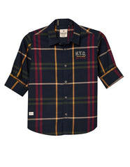 RUFF Boys Navy Checkered Shirt | Full Sleeves | Casual Wear