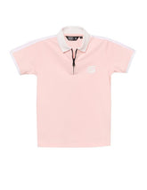 RUFF Boys Pink Zip Collar Polo T-Shirt | Half Sleeves | Casual Wear
