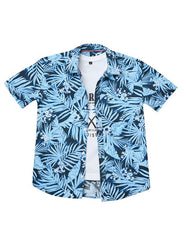 RUFF Printed Cotton Shirt | Collared Neck | Full Sleeves | Regular Fit | Casual Wear Navy