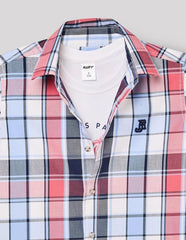 RUFF Casual Blue Checks Shirt with Sleeveless T-Shirt | Half Sleeves | Casual Wear