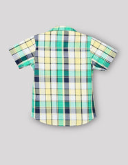 RUFF Casual Green Checks Shirt with Half Sleeves T-Shirt | Half Sleeves | Casual Wear