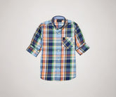 RUFF Casual Blue Checks Shirt with Button Down Collar | Full Sleeves | Casual Wear