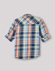 RUFF Casual Blue Checks Shirt with Button Down Collar | Full Sleeves | Casual Wear