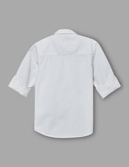 RUFF Solid Cotton Shirt | Collared Neck | Full Sleeves | Regular Fit | Casual Wear White