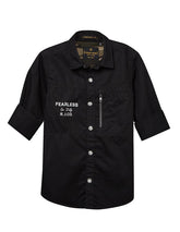RUFF Solid Cotton Shirt | Collared Neck | Full Sleeves | Regular Fit | Casual Wear Black
