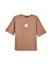 RUFF Fawn Cotton Ribbed Textured Round Neck Down Shoulder T-Shirt | Half Sleeves | Casual Wear