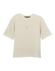 RUFF Off White Cotton Ribbed Textured Round Neck Down Shoulder T-Shirt | Half Sleeves | Casual Wear