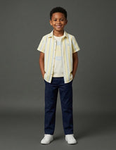 RUFF Boys Lemon Yellow Striped Shirt with Sleeveless T-Shirt | Half Sleeves | Casual Wear