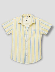 RUFF Boys Lemon Yellow Striped Shirt with Sleeveless T-Shirt | Half Sleeves | Casual Wear