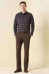 Men Navy Check Full Sleeves Formal Shirt