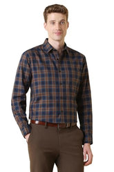 Men Navy Check Full Sleeves Formal Shirt
