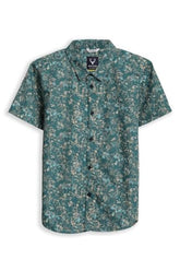 Boys Green Print Casual Shirt