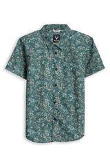 Boys Green Print Casual Shirt