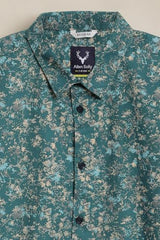 Boys Green Print Casual Shirt