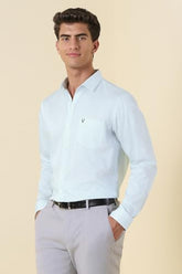 Men Light Blue Print Full Sleeves Formal Shirt