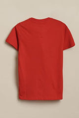 Boys Red Graphic Print Crew Neck T-Shirt