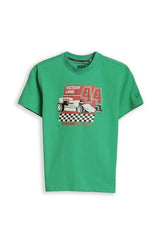 Boys Green Graphic Print Crew Neck T-Shirt