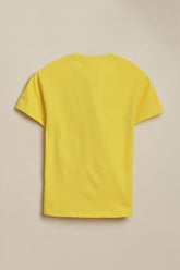 Boys Yellow Graphic Print Crew Neck T-Shirt