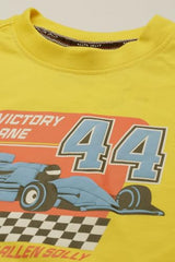 Boys Yellow Graphic Print Crew Neck T-Shirt