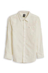 Boys Cream Solid Casual Shirt