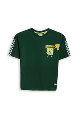 Boys Green Graphic Print Crew Neck T-Shirt
