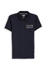 Boys Navy Graphic Print Polo Neck T-Shirt