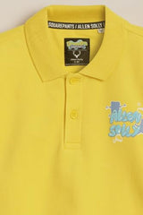 Boys Yellow Graphic Print Polo Neck T-Shirt