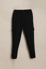 Boys Black Embroidered Track Pants