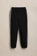 Boys Black Graphic Print Track Pants