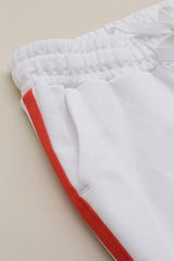 Boys White Graphic Print Track Pants