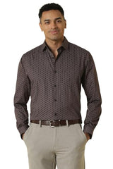 Men Brown Print Full Sleeves Formal Shirt