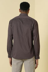 Men Brown Print Full Sleeves Formal Shirt