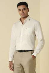 Men Beige Print Full Sleeves Formal Shirt
