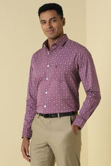 Men Pink Print Full Sleeves Formal Shirt