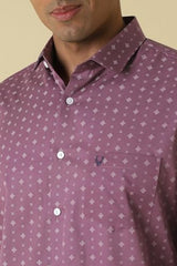Men Pink Print Full Sleeves Formal Shirt