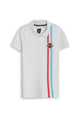 Boys White Stripe Polo Neck T-Shirt